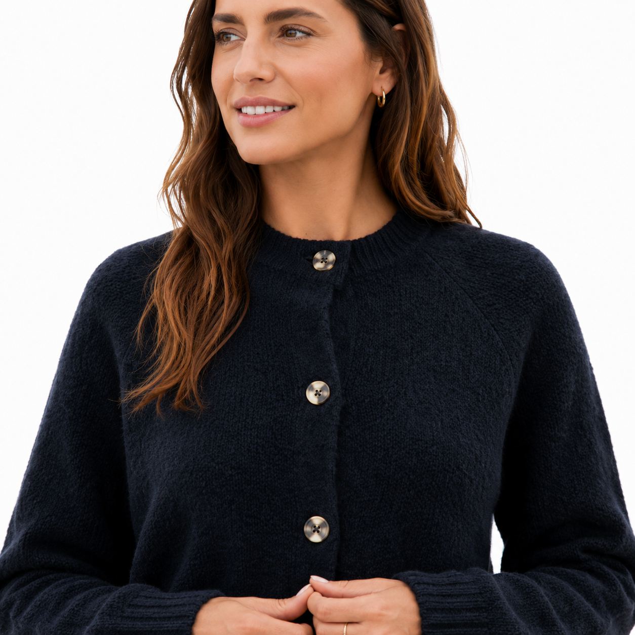 Black Button Up Knitted Cardigan for Women